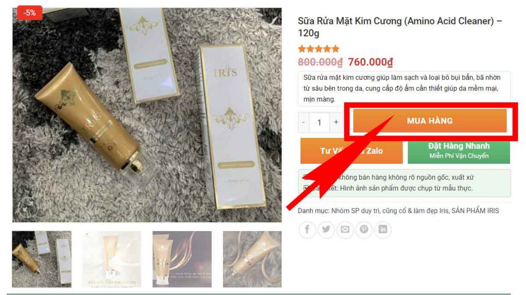 Mua hàng mỹ phẩm iris