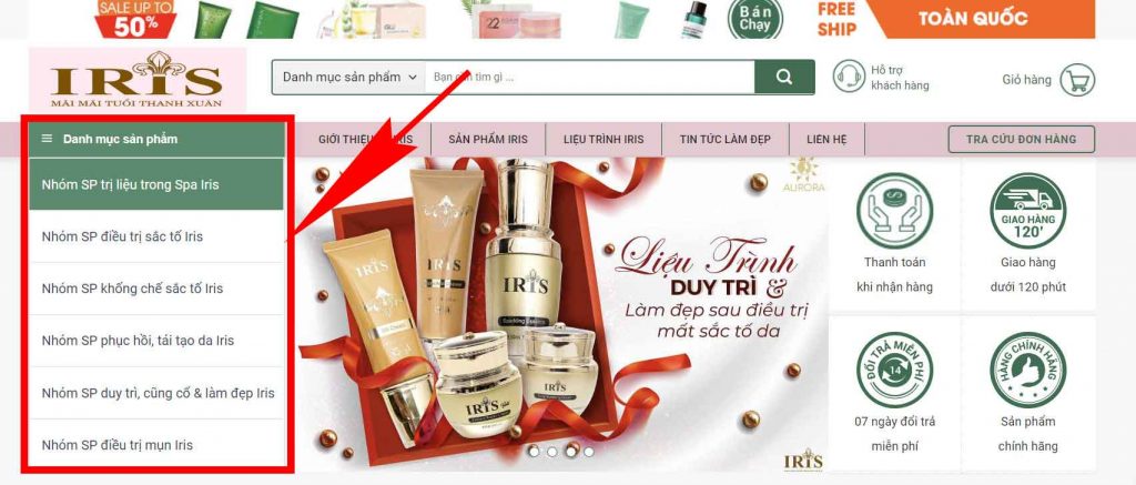 mỹ phẩm iris gold singapore